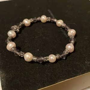Pearl purple beaded bracelet